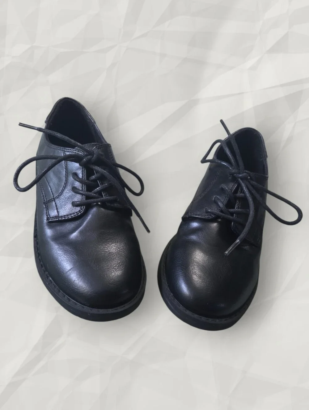 The Children's Place Boys Lace Up Dress Shoes - black Size 5 Formal Faux Leather